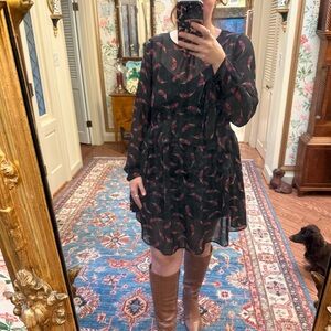 Sam Edelman Black Dress with Feather Accent